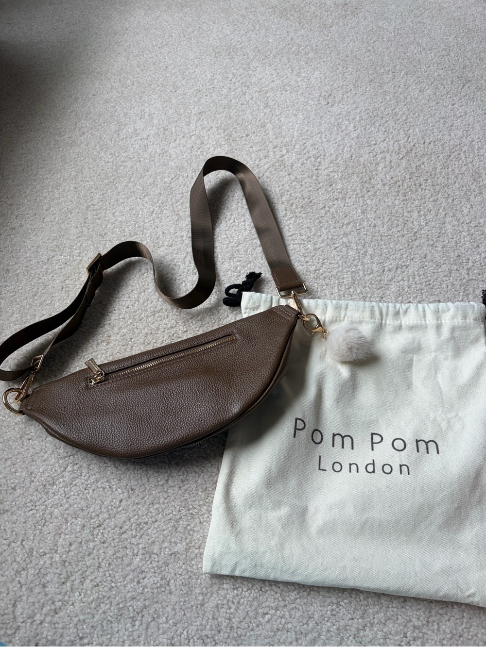 Pom Pom London Brown Crossbody Belt Bag